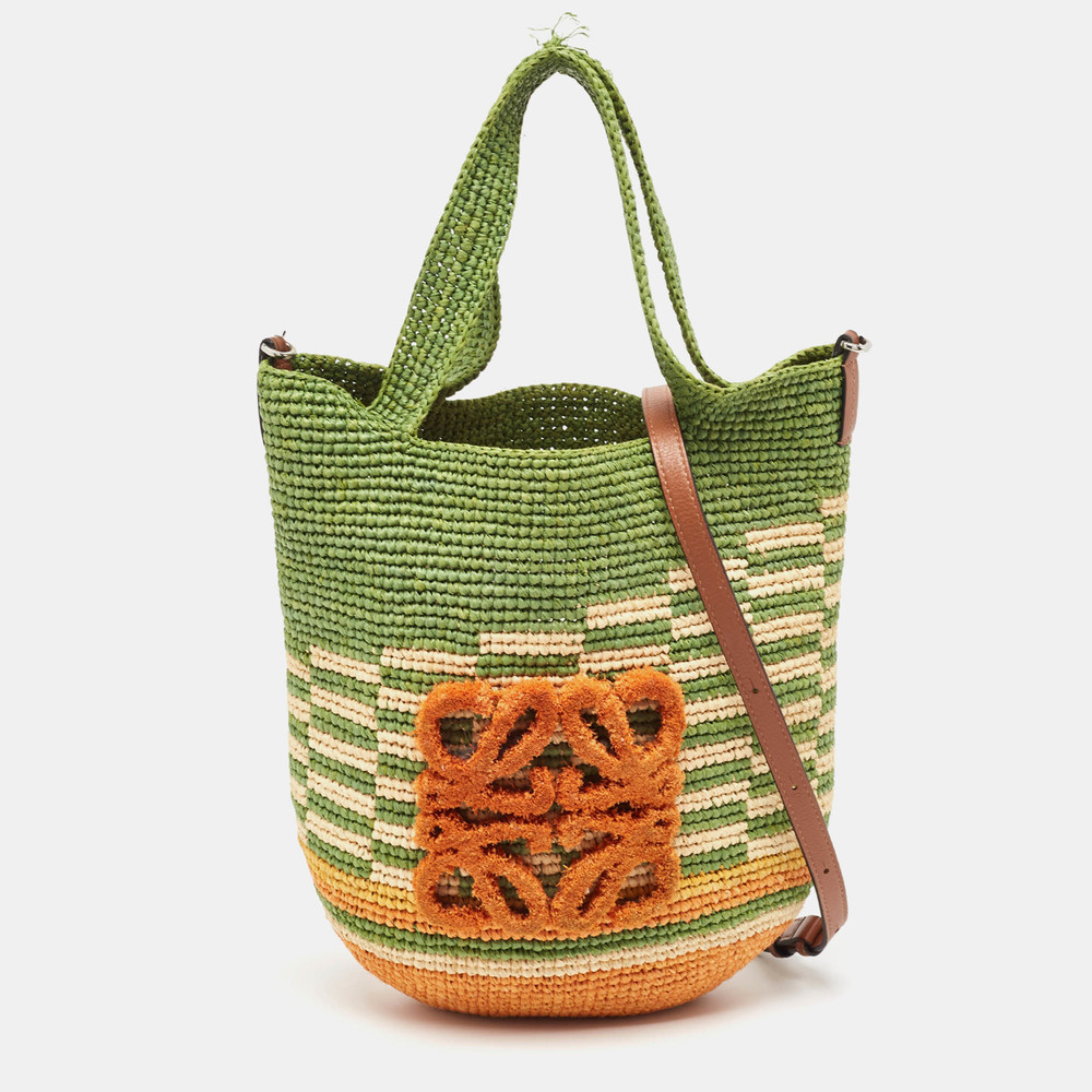 LOEWE Multicolor Raffia Slit Rainbow Anagram Bag - Picture 1 of 8